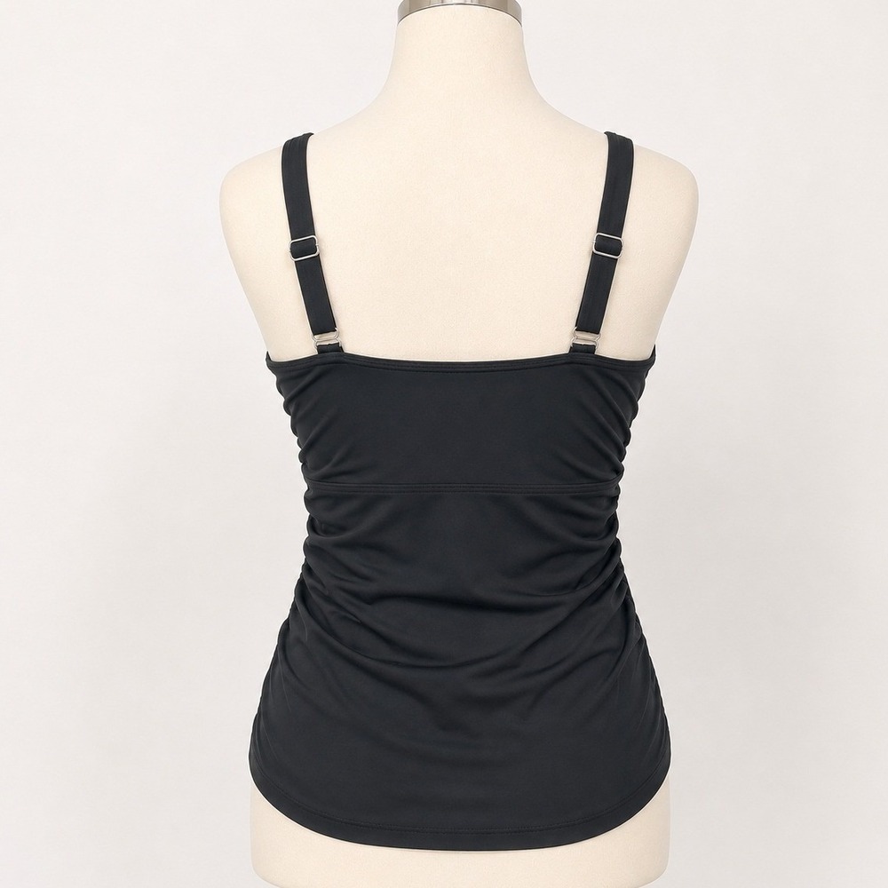 Lands' End Womens Black Wrap Underwire Ruched Adjustable Tankini Top 22W 522739 - Picture 2 of 10